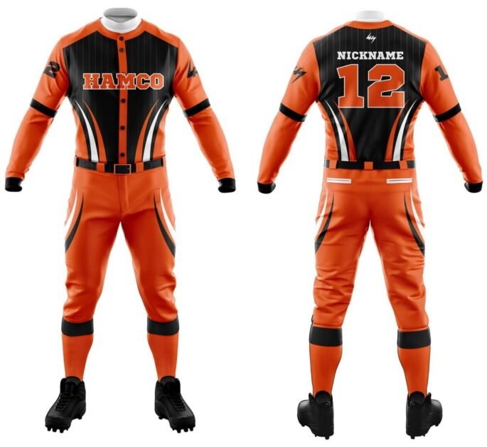Baseball-Uniform-6 Custom Orange & Black Baseball Uniform - Image 1